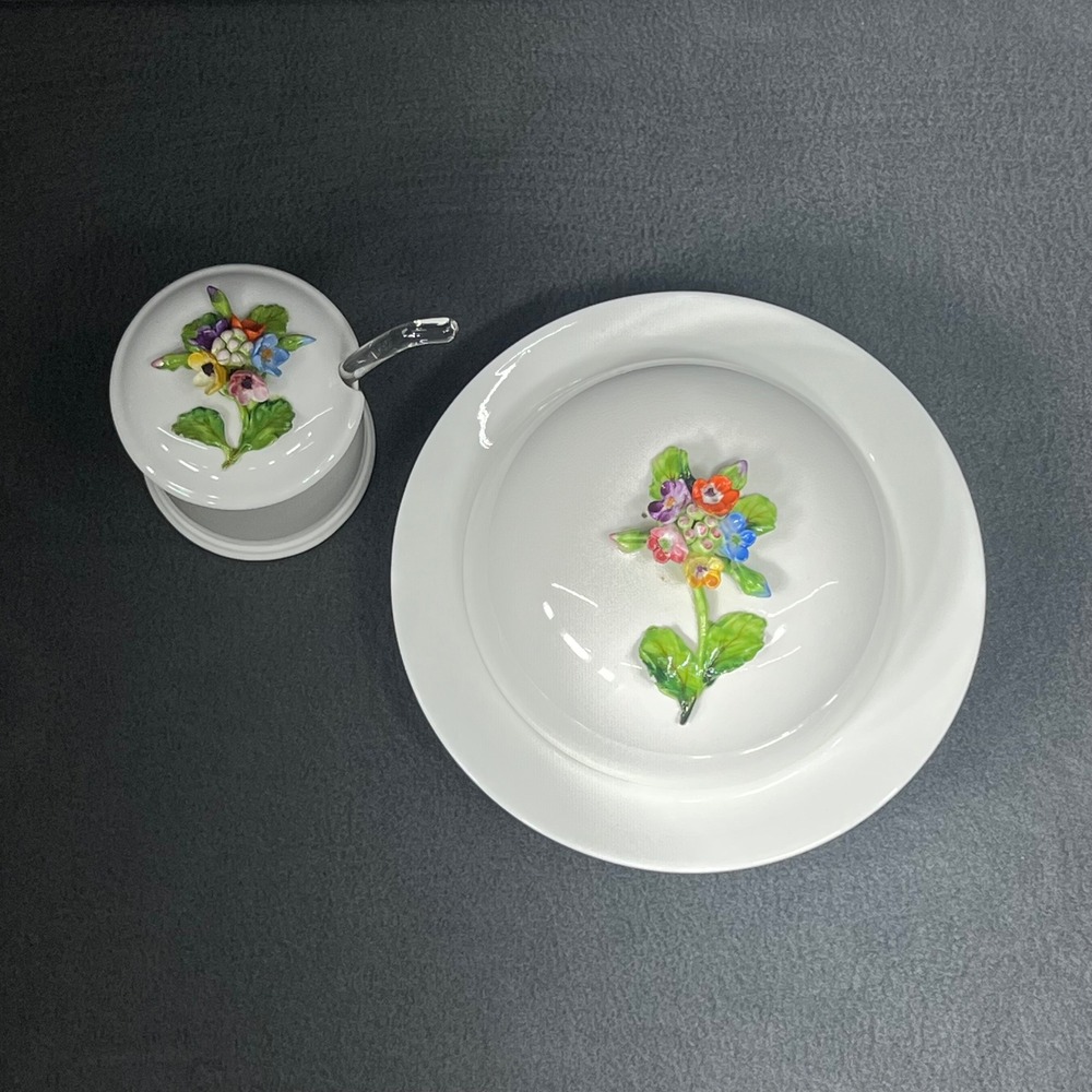 Crown‎ Staffordshire England Fine Bone China Floral Soup Set Ladle Bowl